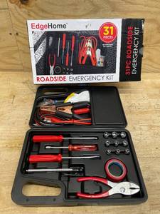 lot 155 image: Wind & Weather 31-Piece Roadside Emergency Kit with Jumper Cables and More in Hardshell Case