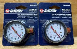 lot 258 image: CAMPBELL HAUSFELD 14 in. NPT Pressure Gauge 0-300 PSI lot of 2