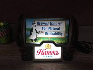 lot 104 image: 1960s Hamms - Flipper Barrel - Light Up Motion Advertiser - Works