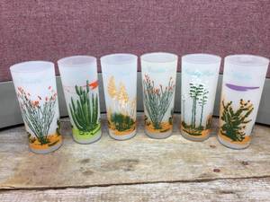 lot 132 image: 6 Vintage Frosted Blakely Oil & Gas - Arizona Cactus Glasses