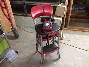 lot 143 image: Cosco & Bell System - BlackRed Stool & Phone