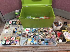 lot 245 image: Vintage Sewing Box - Threads - Accessories