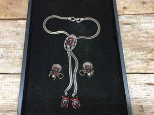 lot 249 image: Tribal Bolo Tie & Matching Earrings