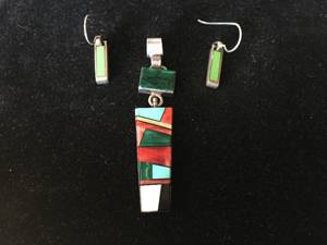 lot 254 image: Sterling & Stone EarringsPendant - Marked PB & YZ