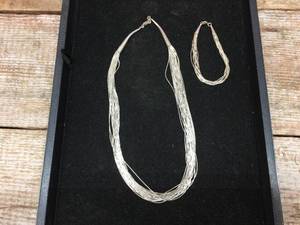 lot 256 image: Sterling Necklace & Bracelet Set