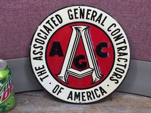 lot 261 image: Vintage AGC Embossed Metal Sign - 10