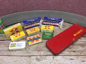 lot 285 image: Group Vintage Ammo Boxes - Spent Casings - Live Rounds