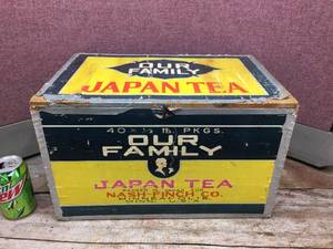 lot 296 image: Vintage - Our Family - Japan Tea - Wooden Crate