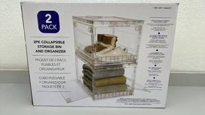 lot 18 image: 2pk Collapsible Storage Bin and Organizer Clear Stackable 50L Each