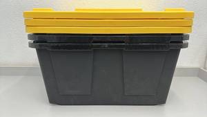 lot 20 image: Set of 3 Greenmade 27 Gallon Storage Totes with Yellow Lids