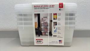lot 35 image: Set of 4 IRIS 12.9 QT Buckle-Up Storage Boxes with Lids