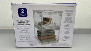 lot 71 image: 2-Pack Collapsible Clear Storage Bins and Organizers