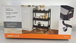 lot 79 image: Neatfreak Extra-Wide 3-Tier Rolling Cart with Black Finish