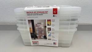 lot 82 image: IRIS Buckle Up 4-Piece 12.9 Qt Storage Container Set