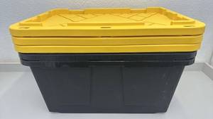 lot 84 image: Set of 3 Greenmade 27 Gallon Professional Grade Storage Tote with Snap-Tight Lid