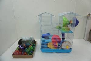 lot 59 image: Multi-Level Hamster Cage & Accessories
