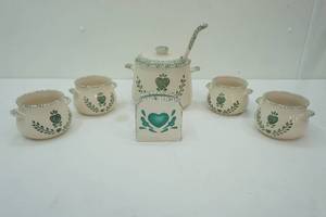 lot 175 image: Stoneware Soup Crocks and Tureen with Lid and Ladle