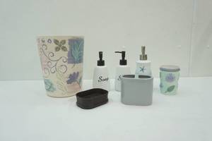 lot 178 image: Bathroom Wastebasket, Soap Dispensers, Toothbrush Holder and More