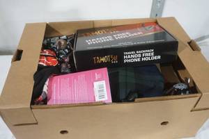lot 200 image: NEW Cloths, Figurines, Books, Hands Free Phone Holder, Hand Cultivators and more