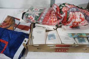 lot 266 image: NEW Trump Flag, (2ct) Plush Christmas Blankets, Balloons