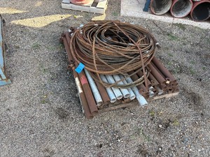 lot 27 image: Steel pipes and steel coiled wire rope, pipe length 48