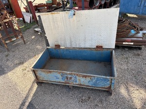 lot 28 image: Metal covered storage job site box H 15 x W 26 x L 51