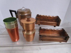 lot 23 image: Copper Containers, Aluminum Glasses