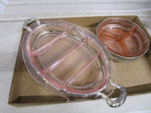 lot 37 image: Pink Depression Divided Dishes
