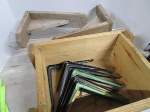 lot 93 image: Wood Box, Shelf Brackets