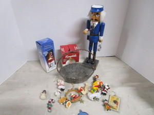 lot 187 image: Woven Basket, Ornaments, Nutcracker