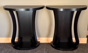 lot 11 image: ULMBR - Pair of Black Demi-Lune Console Tables