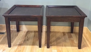 lot 22 image: FLR - Pair of Wooden End Tables with Raised Edges