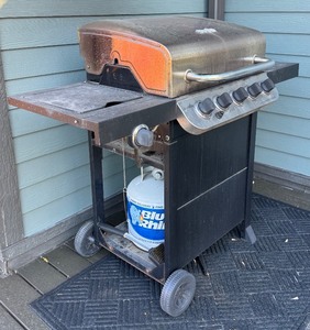 lot 35 image: D - Char-Broil 5-Burner Propane Gas Grill with Tank and Side Shelf