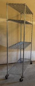 lot 38 image: G - Metal Wire Shelving Rack on Casters, 4-Tier