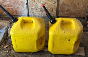 lot 62 image: S - Pair of Full 5-Gallon Diesel Fuel Cans with Spouts
