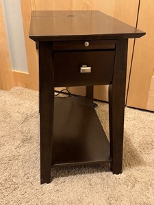 lot 92 image: UL - Accent Table with Electrical Outlets and Drawer