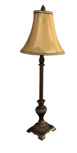 lot 95 image: UL - 32 Inch Traditional Table Lamp with Ornate Base and Fabric Shade