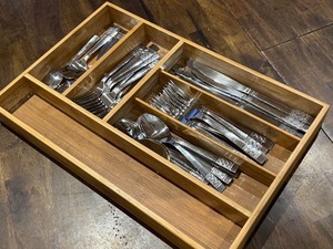 lot 98 image: K - Mainstays Pierremont Collection Flatware Set with Service for 11 Plus Sealed 20-Piece Set