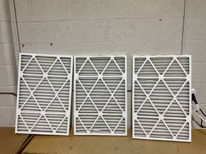 lot 123 image: LOT OF 3 20x30x2 MERV 10 Pleated 2 Inch AC Furnace Air Filters