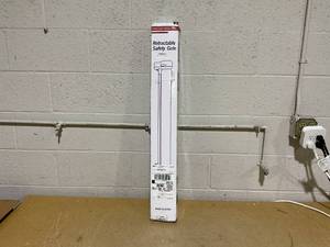 lot 135 image: 33 Tall Baby Gate for Doorway Retractable Mesh Gates for Kids or Pets Anti-Climb 100 Wide Baby Gates for Large Openings Scratch-Resistant Retractable 8.3ft Extra Wide Outdoor Dog Gate Indoor, White