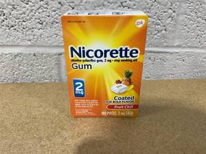 lot 257 image: Nicorette 2 mg Nicotine Gum Fruit Chill, 100 ea