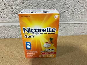 lot 258 image: Nicorette 2 mg Nicotine Gum Fruit Chill, 100 ea