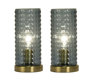 lot 108 image: LOT OF 2 BLUE GLASS UPLIGHT Lamp