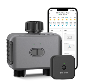 lot 142 image: INSOMA WiFi Water Timer for Garden Hose with Plastic Inlet & Outlet, Smart Hose Timer with WiFi Hub, APP & Voice Control, 2-Zone Sprinkler Drip Irrigation System Controller for Yard Lawn Watering