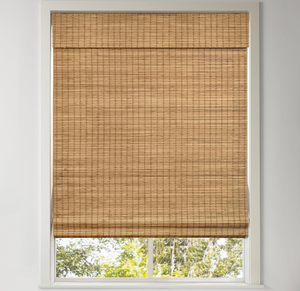 lot 156 image: Cordless Bamboo Roman Shades, Privacy Blinds for Interior Windows, Room Darkening Roll Up Bamboo Blinds for Home & Patio, 35 W x 64 H Brown