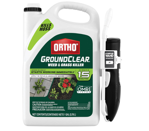 lot 168 image: Ortho GroundClear Weed and Grass Killer with Comfort Wand, Kills Dandelions, Chickweed, Crabgrass, Moss and More in Patios and Landscapes, OMRI Listed, 1 gal.