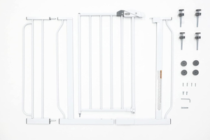 lot 215 image: Regalo 38.5-Inch Extra Wide Baby Gate  Pressure Mount Baby and Pet Safety Gate for Bottom of Stairs & Doorways  Tested and Trusted, American Designed, American Owned