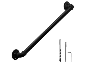 lot 222 image: HouseAid 3.3FT Industrial Pipe Wall Handrail, Farmhouse Stairway Railing with 1-14 Inch Diameter Pipe, Vintage Style Stairs Handrail, Wall Mounted, Matte Black