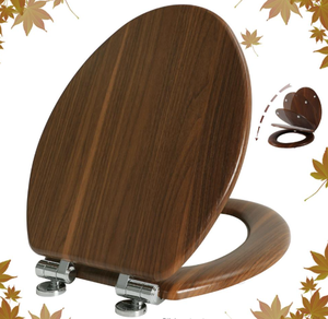 lot 228 image: Angol Shiold Elongated Toilet Seat Molded Wood Toilet Seat with Zinc Alloy Hinges Easy to Install Also Easy to Clean Anti-Pinch Wooden Toilet