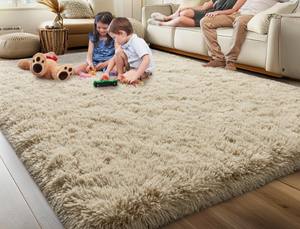 lot 244 image: 9x12 Area Rugs for Living Room, Light Tan Fluffy Shaggy Rug Soft Carpets, Big Rugs for Bedroom Nursery Kids Room Dorm Home Decor Aesthetic